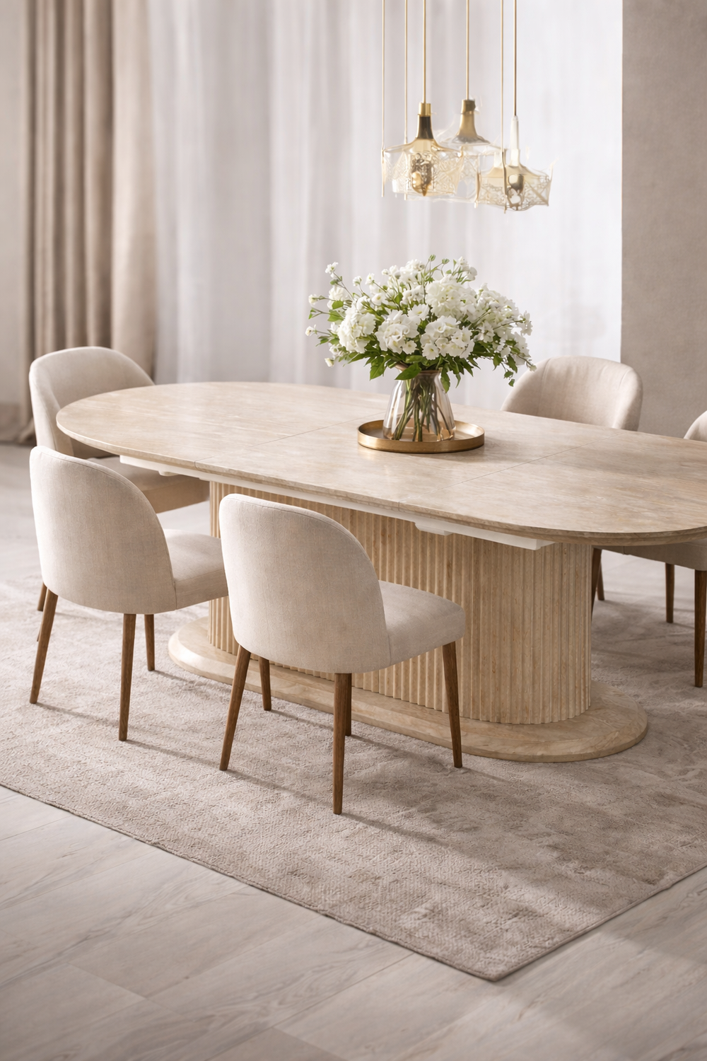 Table extensible TRAVERTINO effet travertin 160-200cm