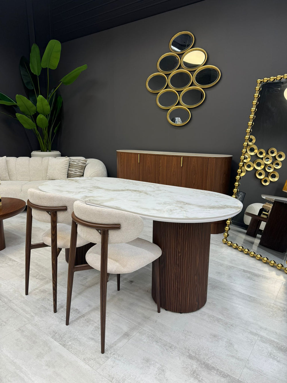 Table à Manger Sihem Ovale 180 cm – Céramique & Noyer