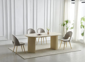 Table à Manger Ovale 180 cm – Céramique Effet Travertin – Design Moderne