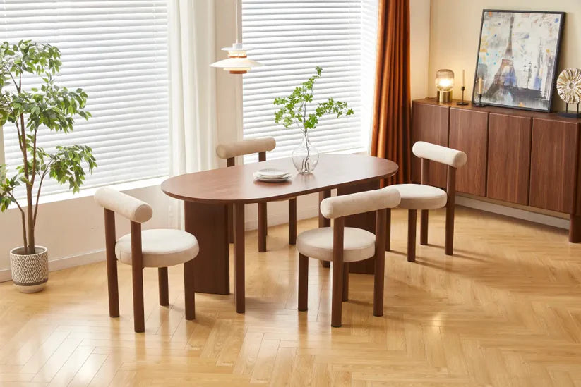 Table à Manger Ovale – Effet Noyer Moderne