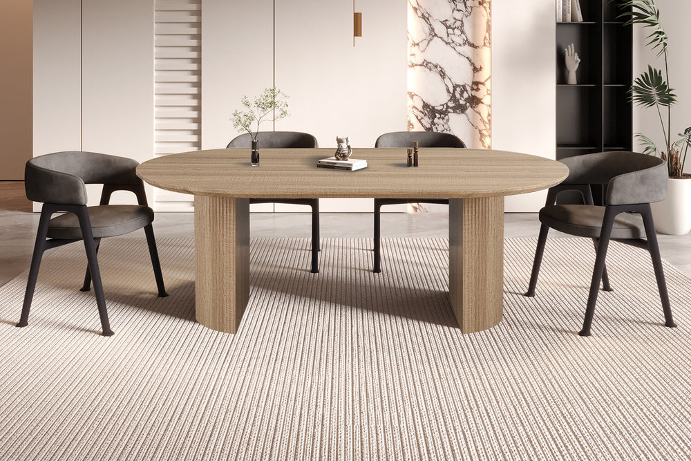 Table à manger ovale LAGOS – Décor chêne naturel