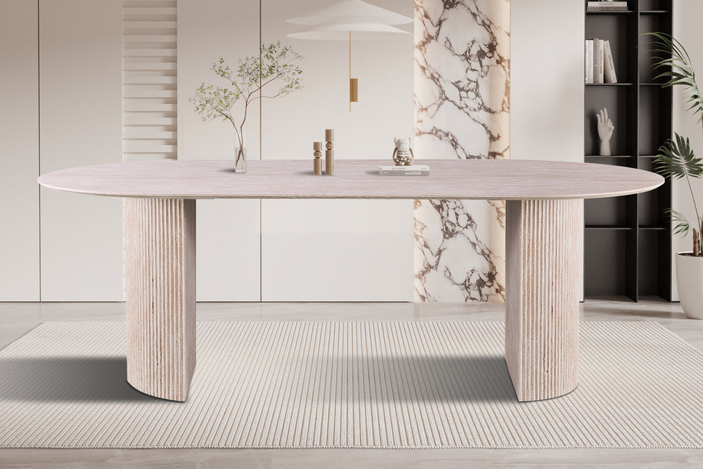 Table 'Lagos' 220 cm Ovale Décor Travertin Beige