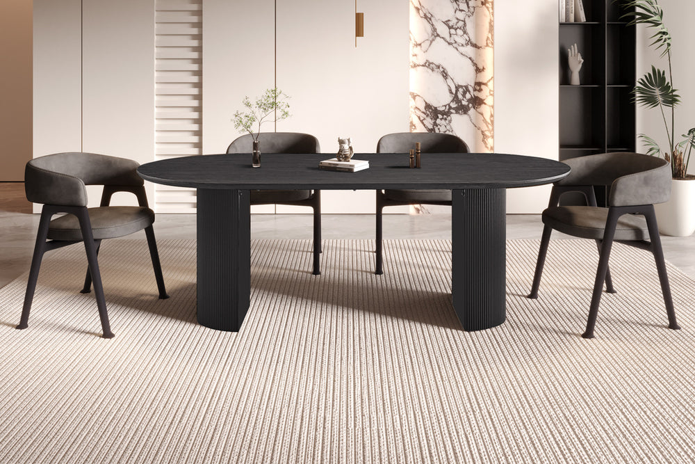 Table à manger ovale LAGOS – 220 cm – Décor bois brun foncé