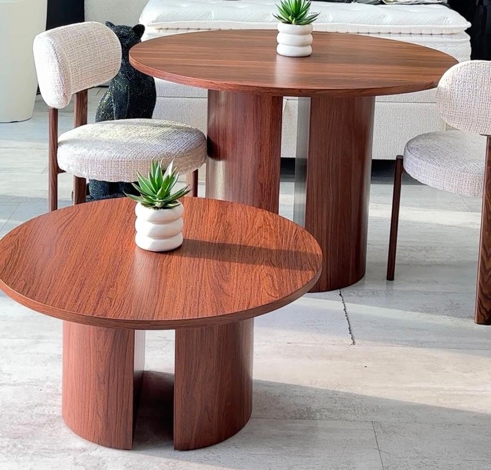 Table Ronde 110 cm – Effet Noyer