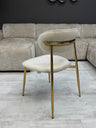 Chaise Leïla – Velours Beige et Pieds Dorés