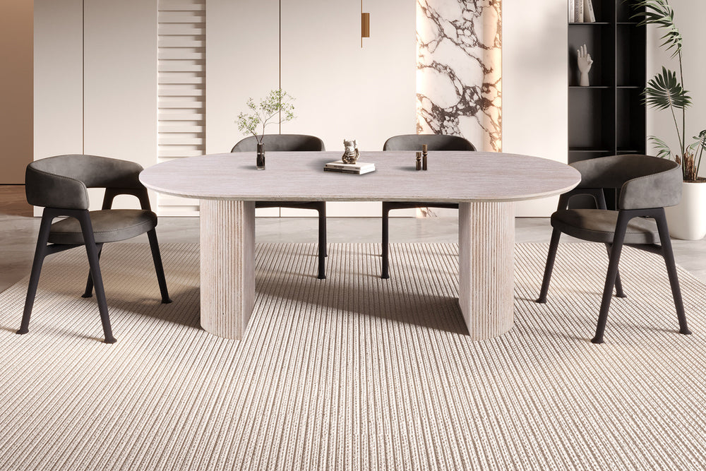 Table 'Lagos' 220 cm Ovale Décor Travertin Beige