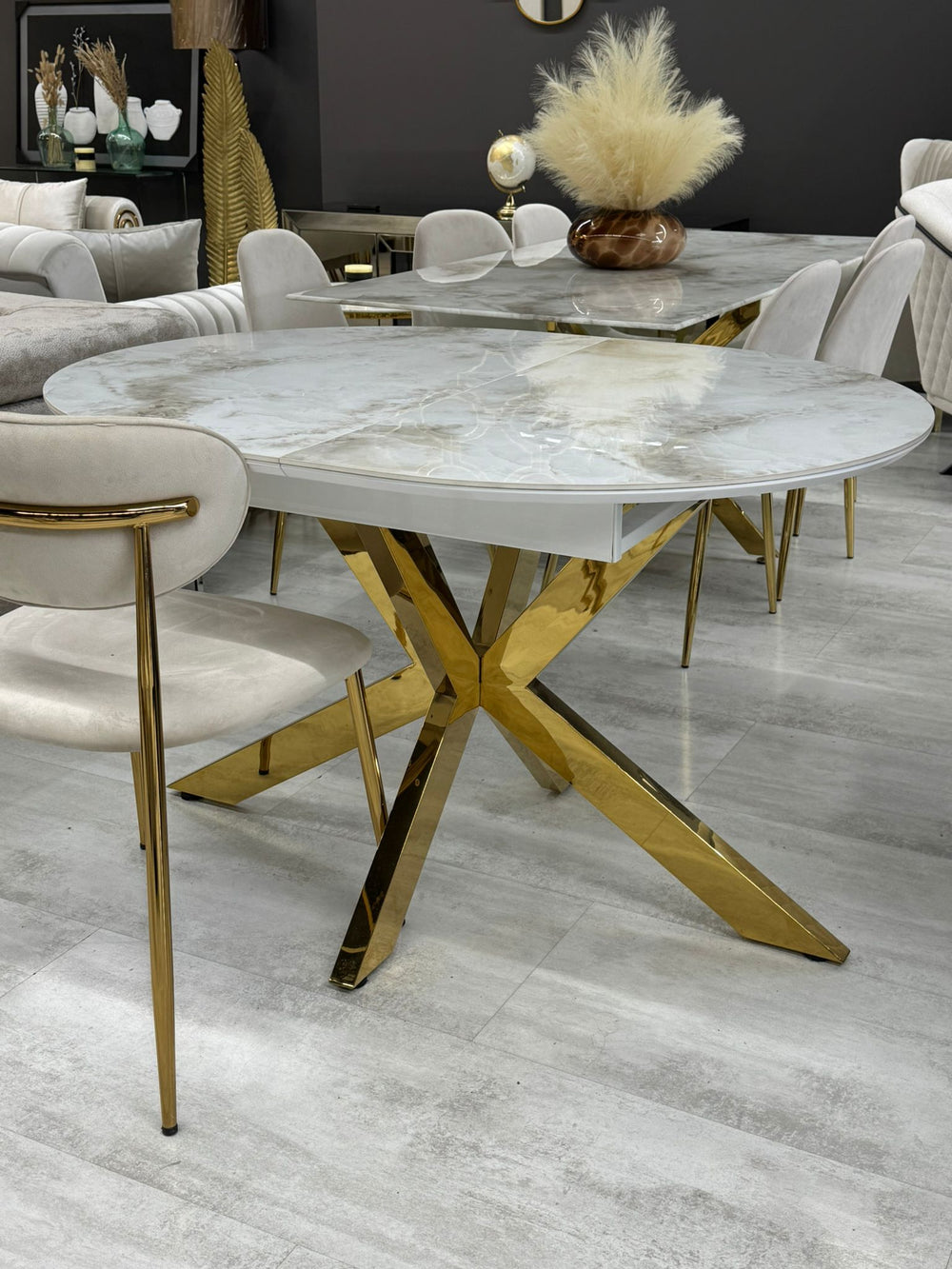 Table Extensible NOVA 125/165 cm – Céramique Beige & Pieds Design