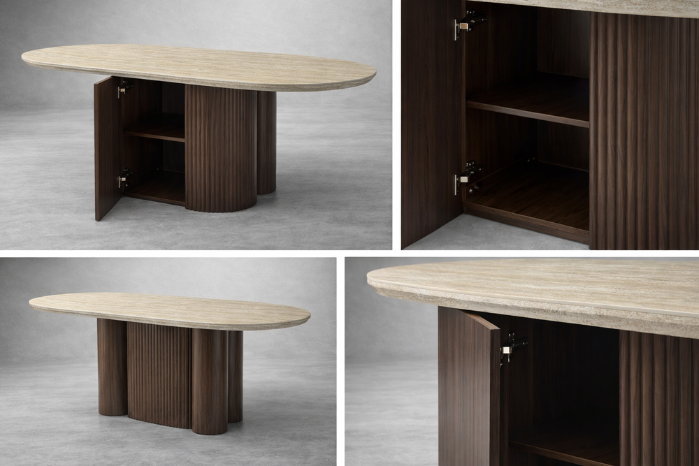 Table Porta effet travertin  180cm/90cm